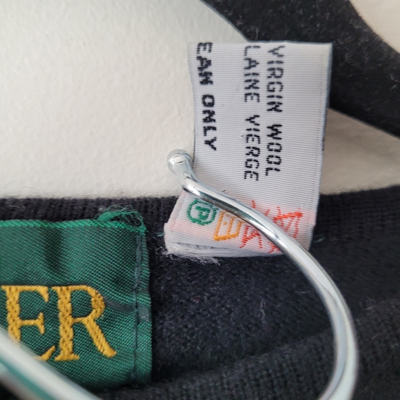 Vintage Danier Pure Virgin Wool Long Sleeve Crew Neck Sweater Black Pearl Gold - Picture 9 of 12